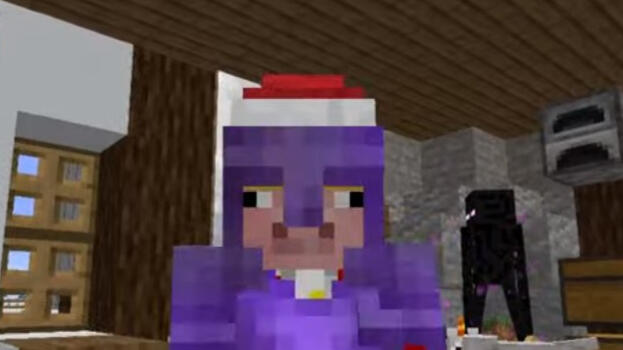 The Purple Pandas team wearing Minecraft Championship crowns. It consists of Wilbur Soot, Tommy Innit, Technoblade, and Philza