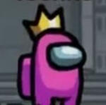 Technoblade in Among US, with a pink crew member and crown